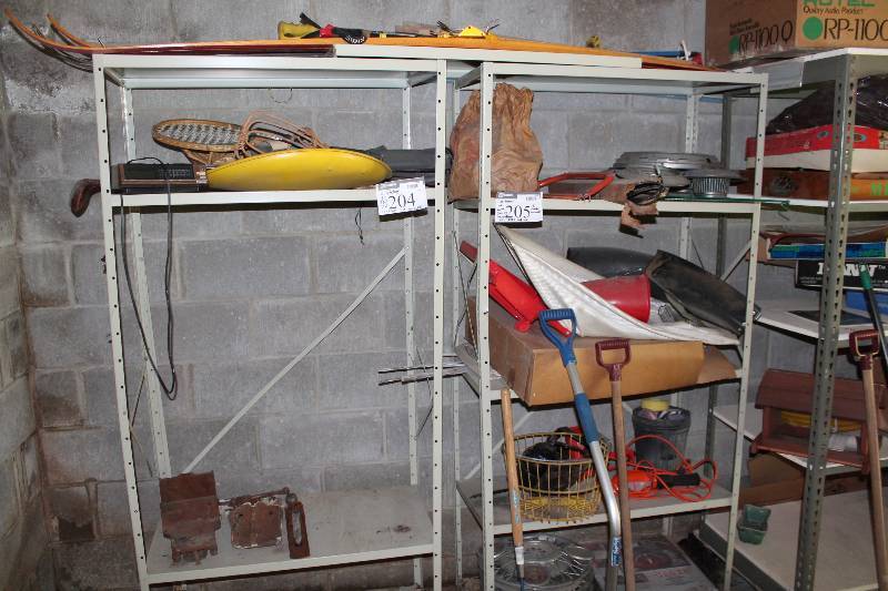lot 204 image: Lot of (2) Metal Shelving Units wAdjustable Shelves 18 x 36 x 74 Contents Not Included.