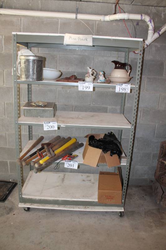 lot 198 image: Lot of (2 )Metal Shelves w4 Shelves 25 x 49 x 77 Contents Not Included.