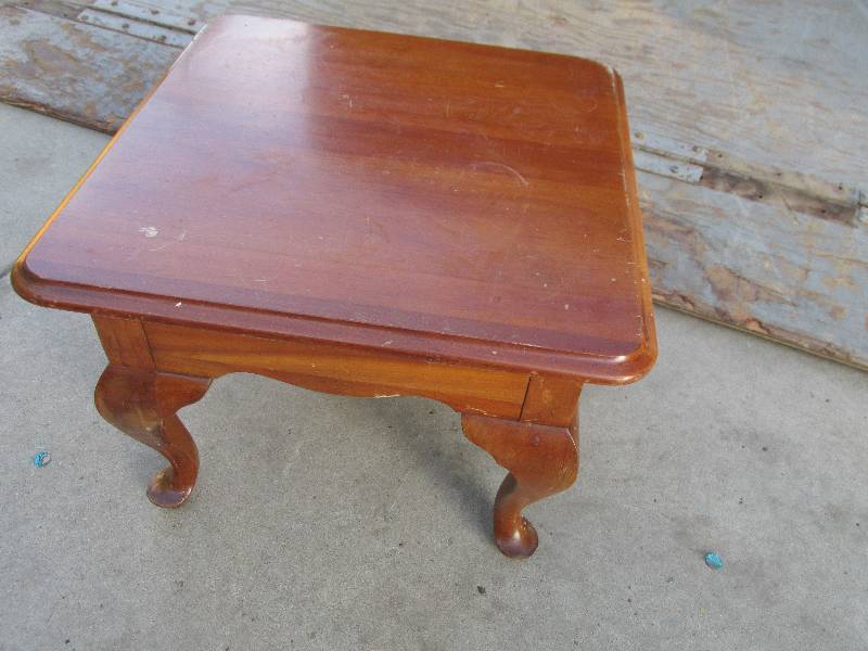 Wood end table, 20 x 20 and 15 tal...