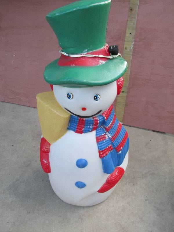 Lighted plastic snowman decoration,...