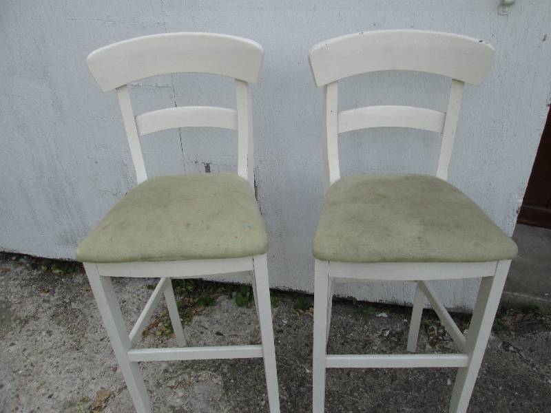 Pair of bar height chairs, fabric o...