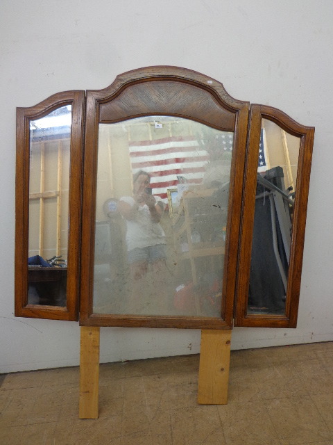 lot 12 image: Wood Framed Dresser Mirror