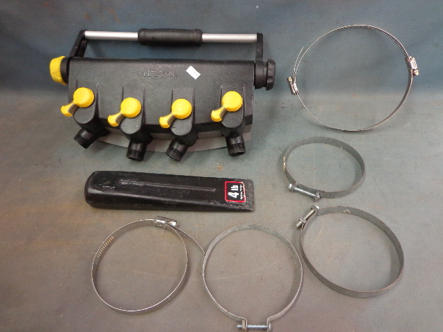 lot 33 image: Sprinkler Multi-output , Worm clamps and more