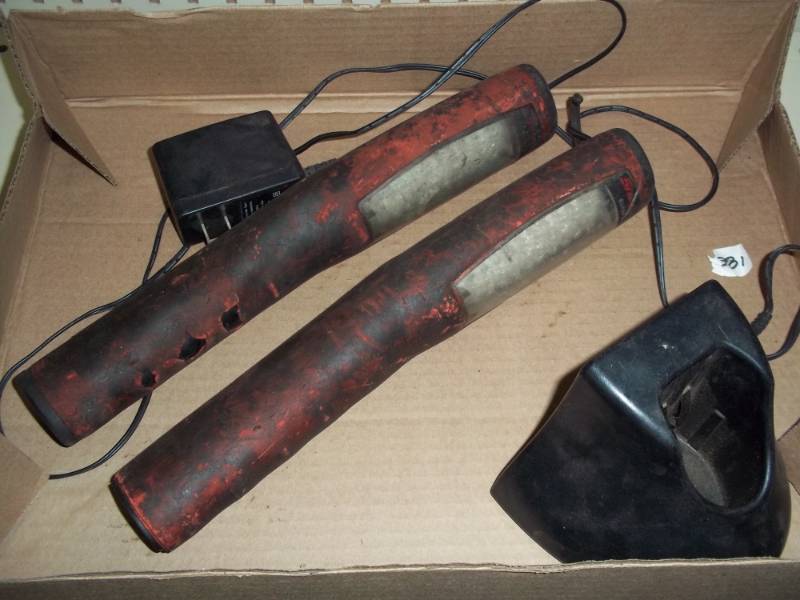 lot 168 image: Cordless work lights with charger and one battery