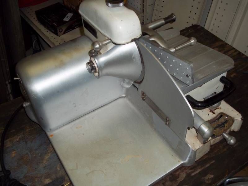 lot 174 image: Meat Cutter, with sharpener,  American Slicing Machine Co. Model 22, Consignor states works good