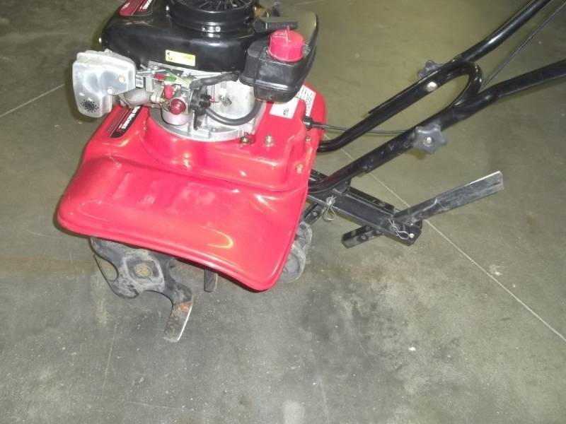 lot 243-COPY image: Yard Machines Front tine tiller with 195 cc motor, Consignor states runs needs air cleaner