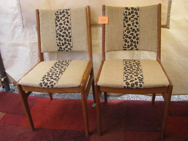 pair of recovered chairs burlap and animal print