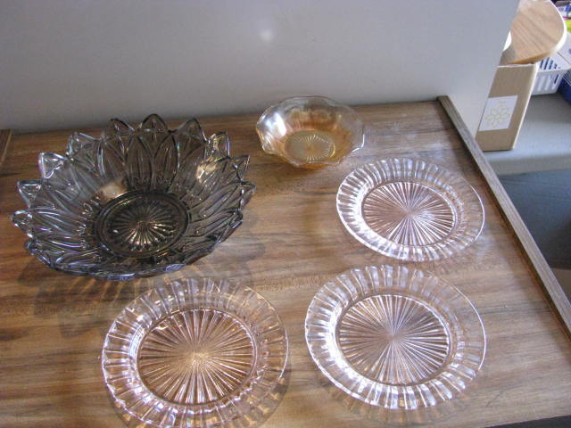 carnival and depression glass items