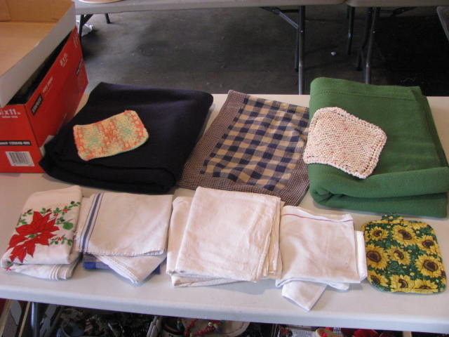 Table cloth, dish towels and more