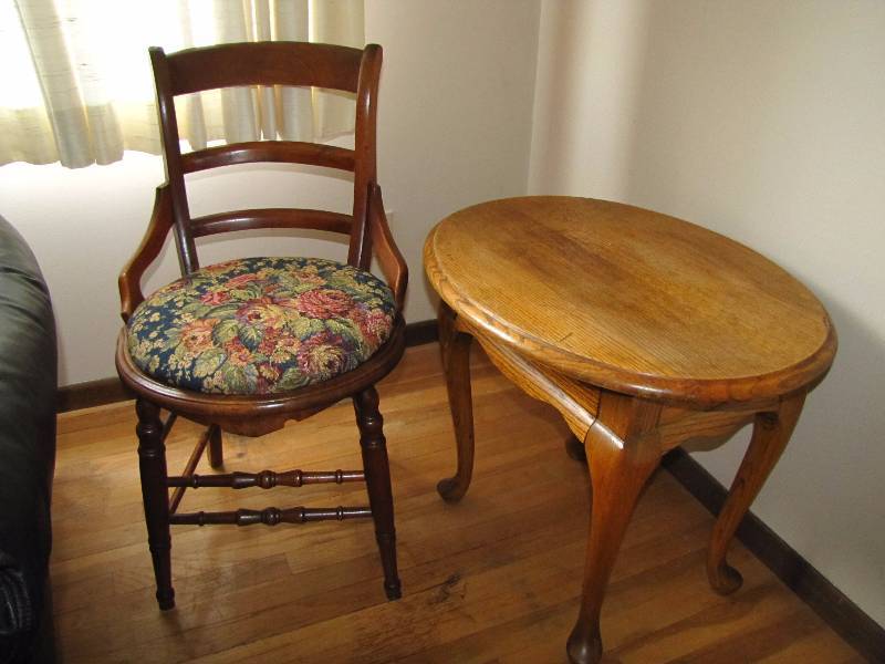 Antique Chair and Vintage side table