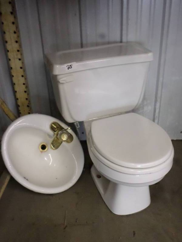 lot 25 image: Lot Of (1) Toilet & (1) Sink With F...