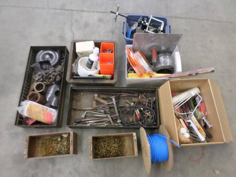 lot 66 image: Lot Of Misc Bins Of Hardware, Tools...
