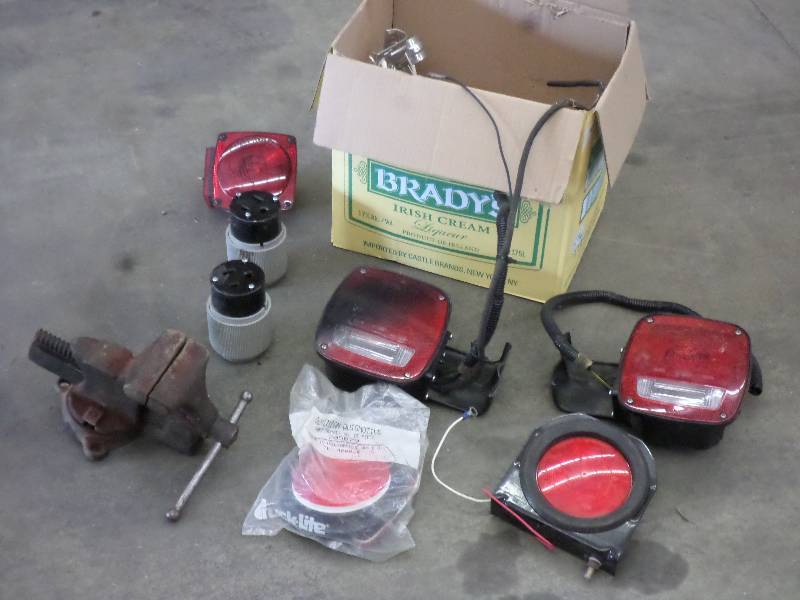 lot 80 image: Box Of Misc Tail Lights, Bench Vis...