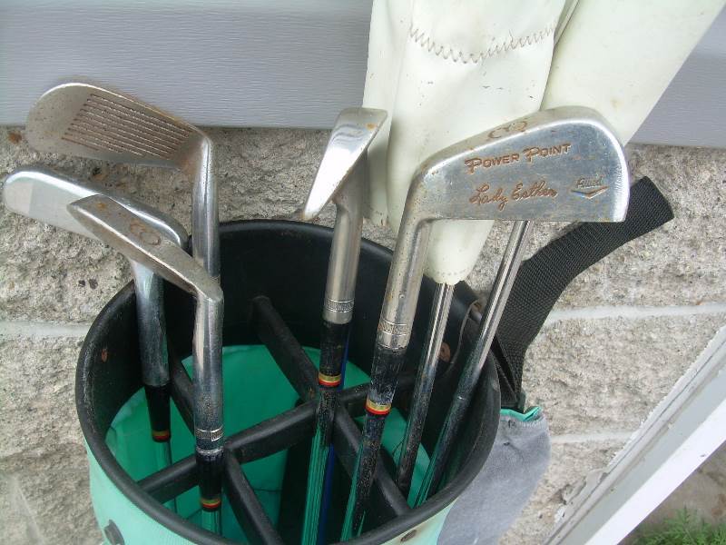 golf clubs and bag