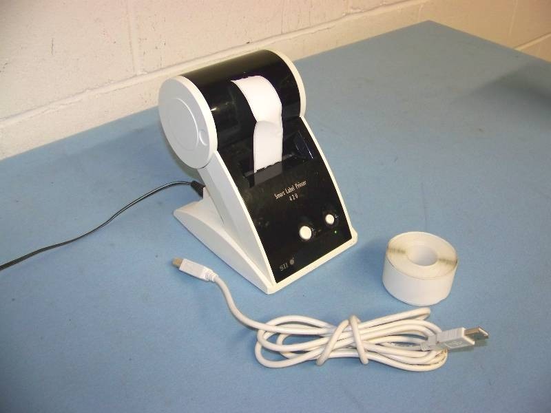 lot 44 image: Seiko, Smart Label Printer with Power Supply and additional, full roll of Tape  Stickers