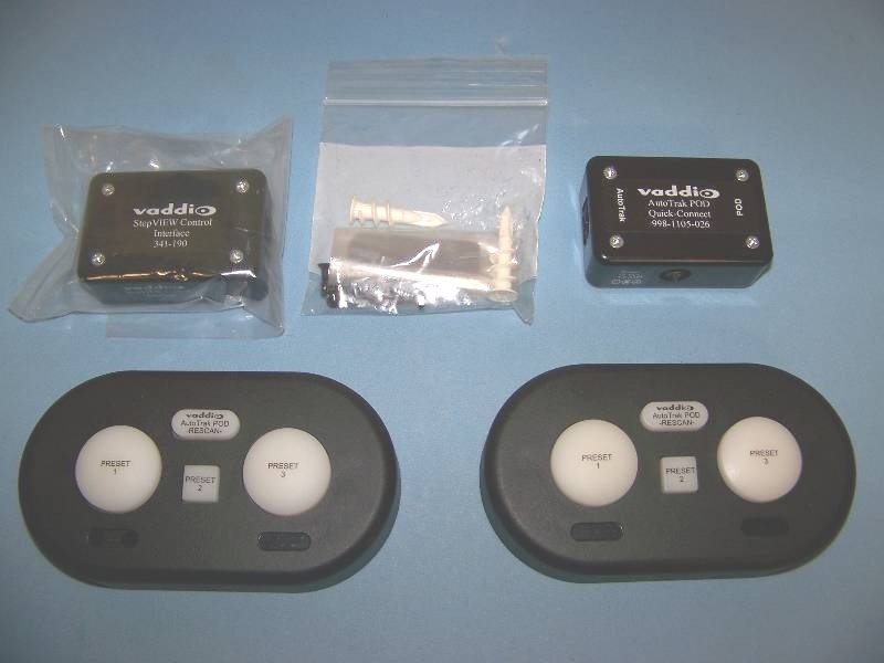 lot 80 image: (2) Vaddio, AutoTrak POD, Preset Triggers  Controllers, (1) Interface and (1) Quick-Connect