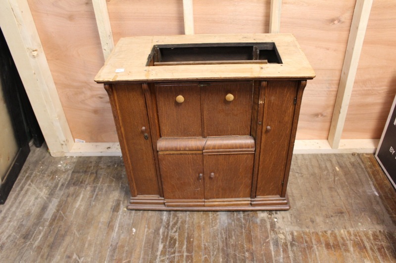 lot 24 image: Antique Sewing Cabinet