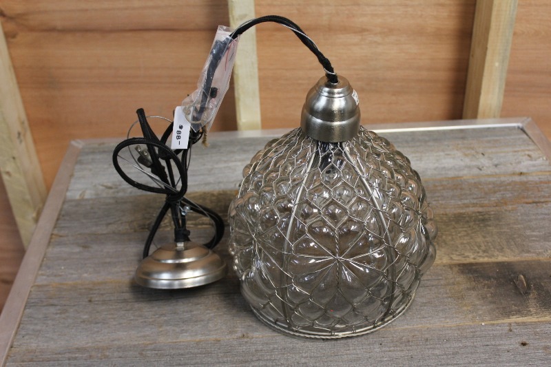 lot 111 image: Glass Globe in Wire Cage Light Fixture