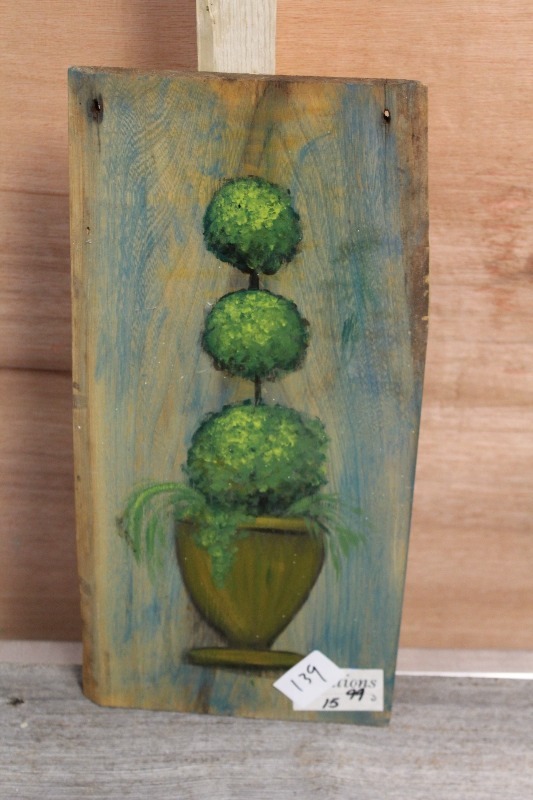 lot 139 image: Hand Painted Art on Vintage Barnwood