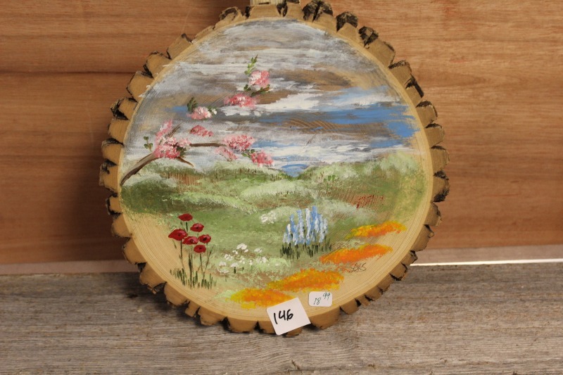 lot 146 image: Hand Painted Log Cross Section