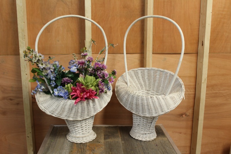 lot 192 image: Wicker Basket with Faux Flowers