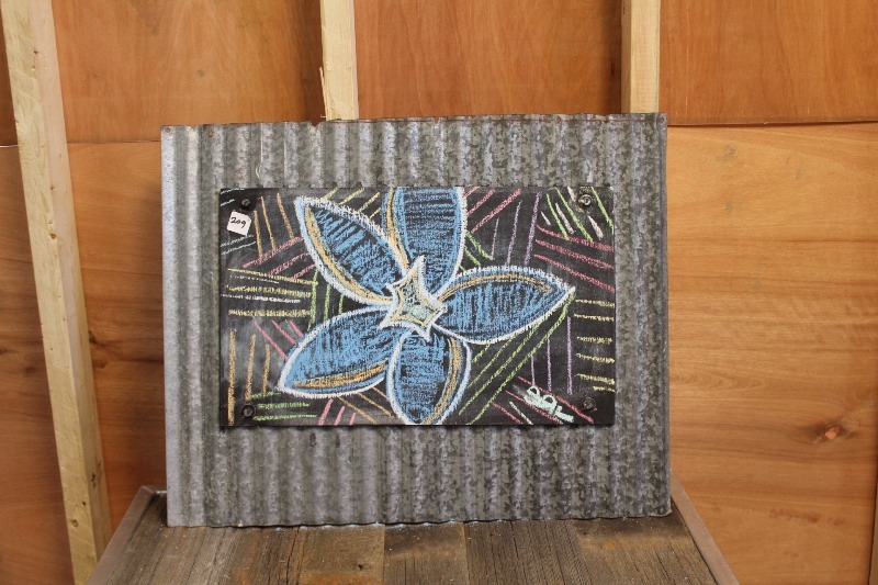 lot 209 image: Decorative Chalk Board Sign on Galvanized Siding