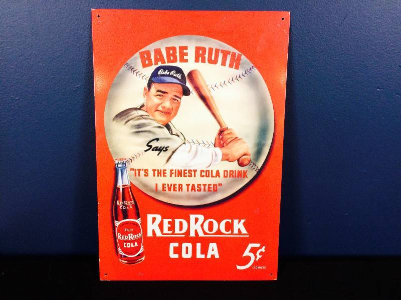 lot 43 image: Collectible Advertising Sign Babe Ruth Red Rock Cola