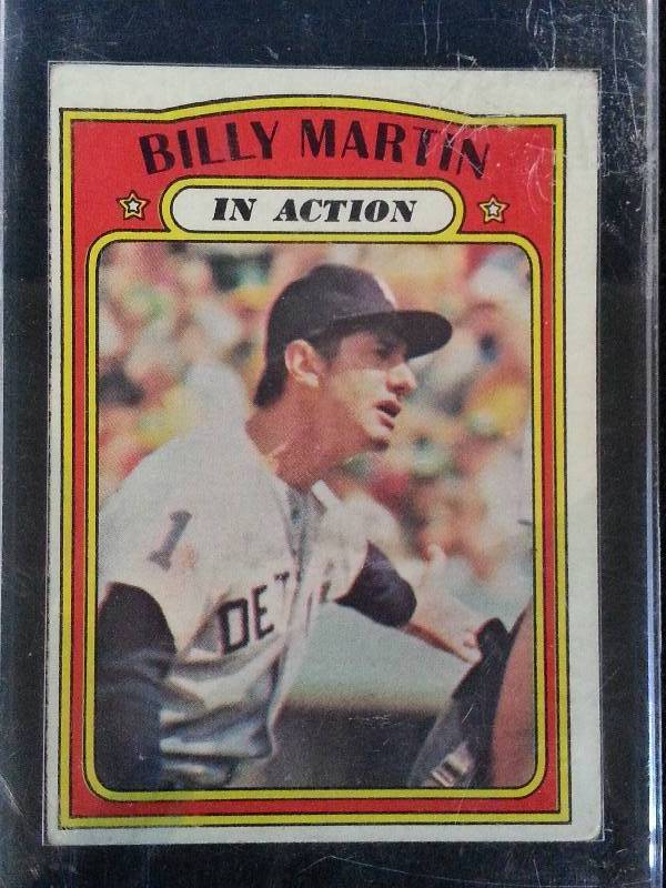 lot 63 image: 1972 Topps Billy Martin In Action Baseball Card