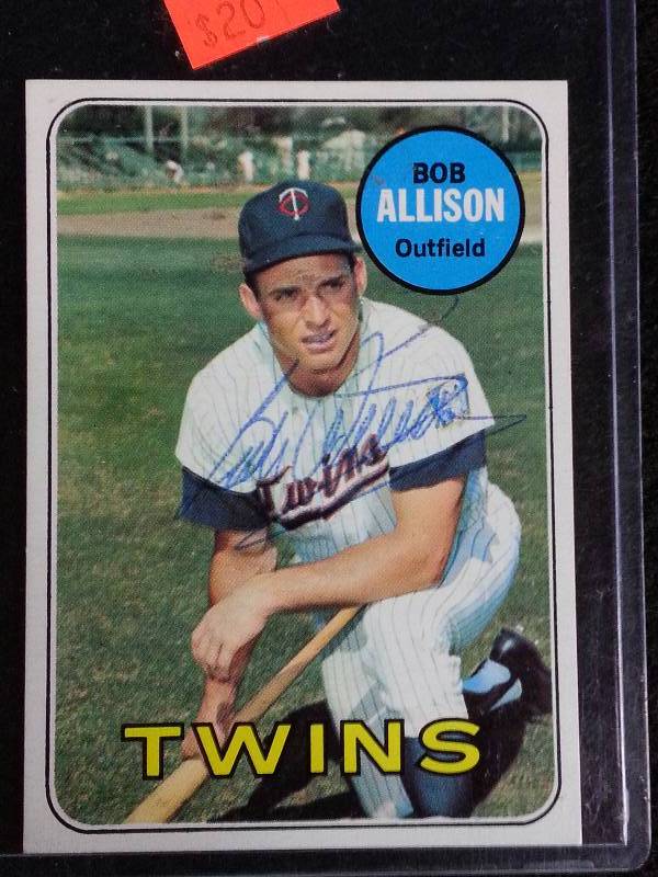 lot 94 image: 1969 Topps Autographed Bob Allison Baseball Card