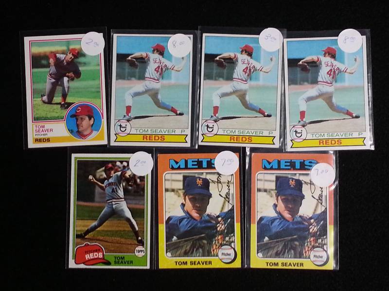 lot 102 image: Lot of (7) Vintage Tom Seaver Baseball Cards