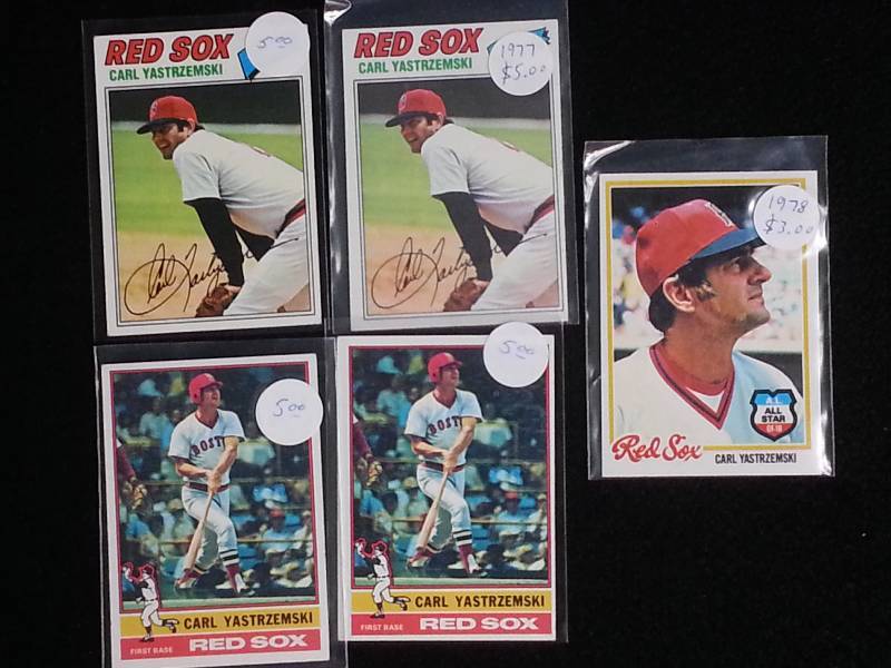 lot 108 image: Lot of (5) Vintage Carl Yaztrzemski Baseball Cards