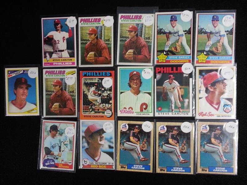 lot 112 image: Lot of (16) Vintage Steve Carlton and Carl Yaztrzemski Cards