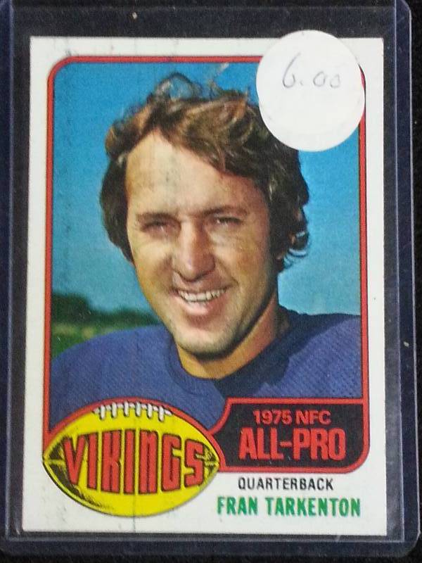 lot 121 image: 1976 Fran Tarkenton Minnesota Vikings Card