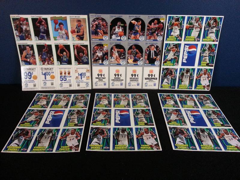 lot 134 image: Sheets of Promotional Early Timberwolves Cards