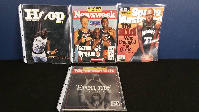 lot 163 image: Newsweek and Sports Illustrated Basketball Magazines