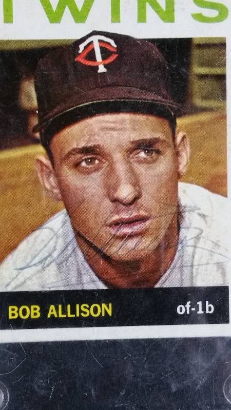 lot 58 image: 1964 Topps Autographed Bob Allison Baseball Card