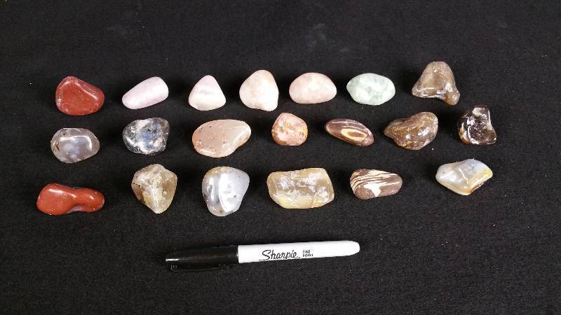 lot 186 image: Group of Polished Rocks, Quartz, and More