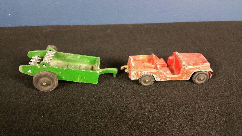 lot 220 image: 1950s Slik-Toy Manure Speader and Tootsietoy Truck Metal Toys