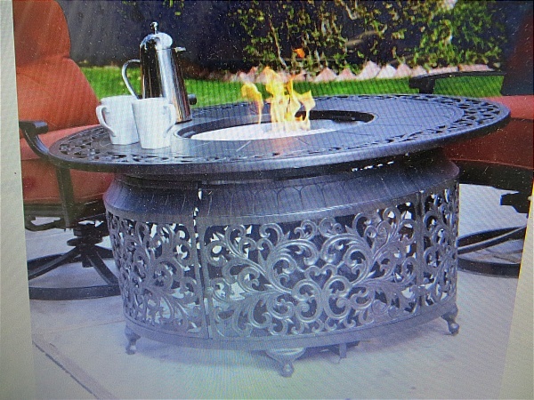 lot 61 image: San Miguel Cast ALuminum Firepit Chat Table
