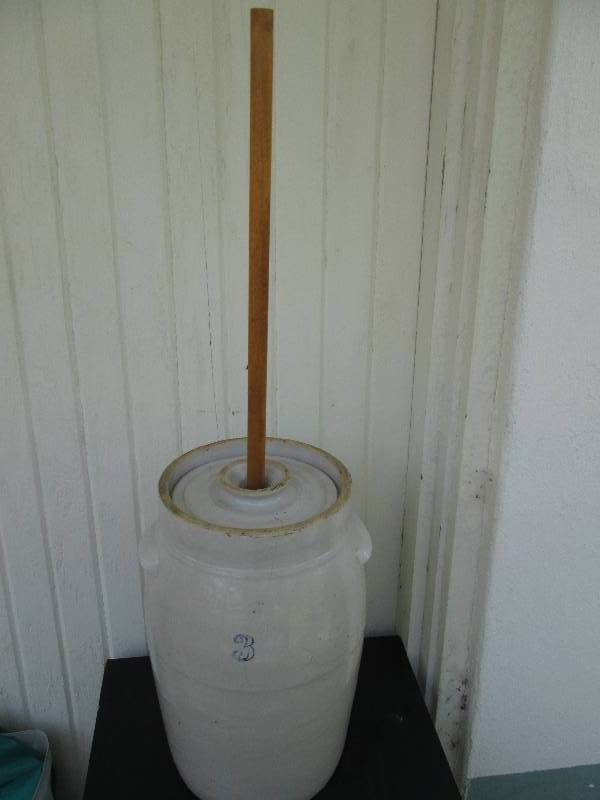 Butter churn, crock  3 gallon all ...
