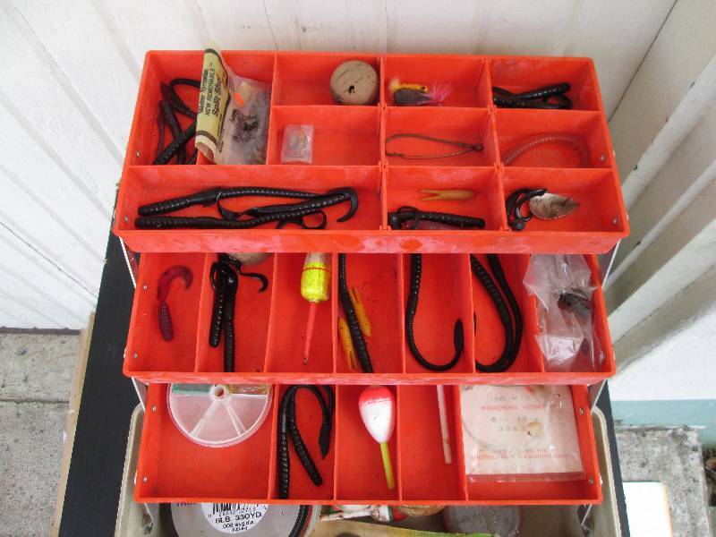 Tackle box, full of tackle, spools ...