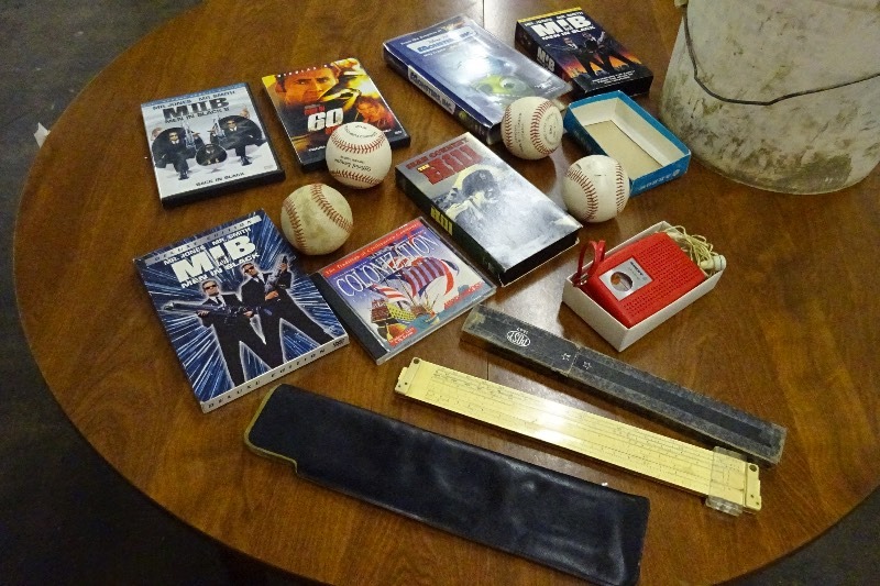 DVDs VHS, Graph Meters, Baseballs, radio