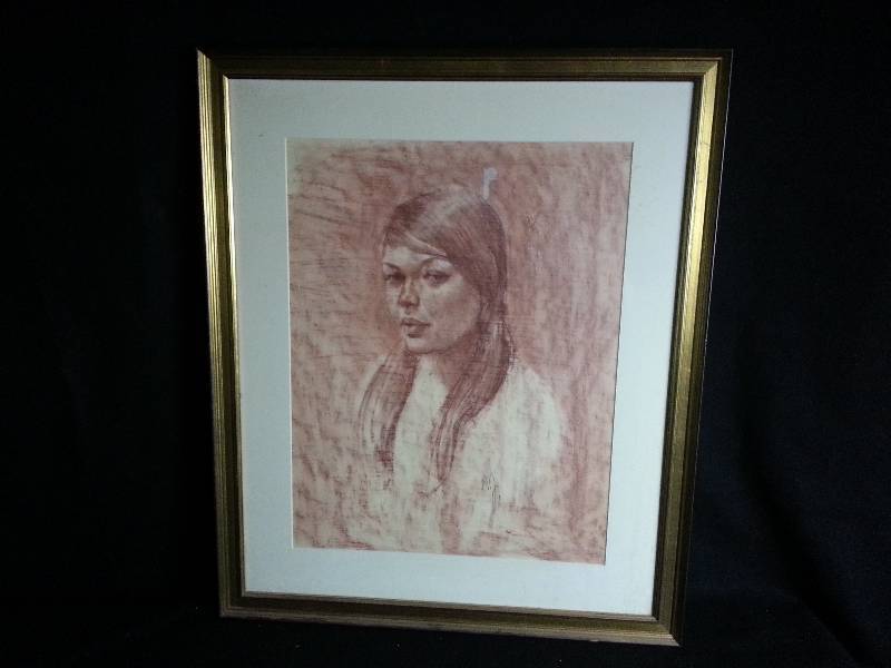 lot 5 image: Beautiful Hand Drawn Native American Woman