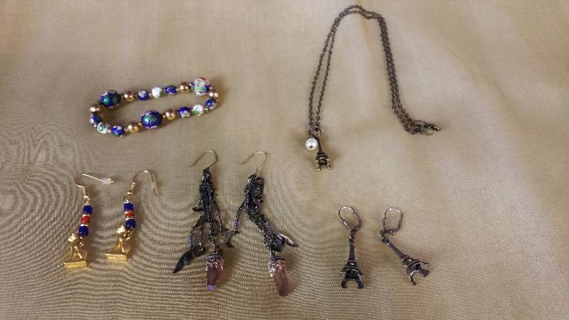 lot 65 image: Hand Painted Murano () Beads, Egyptian, Eiffel Tower, Crystals  More
