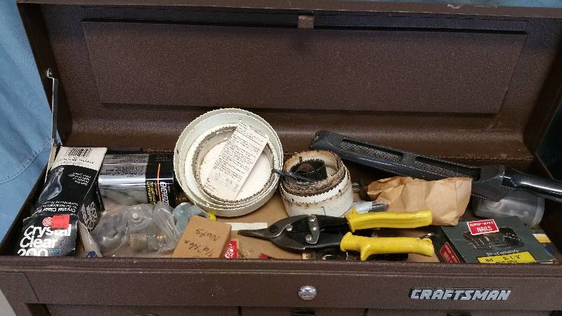 lot 15 image: (2) Craftsman Tool Boxes with Tools, Including S&K, Lenox Hole Saws, Etc.
