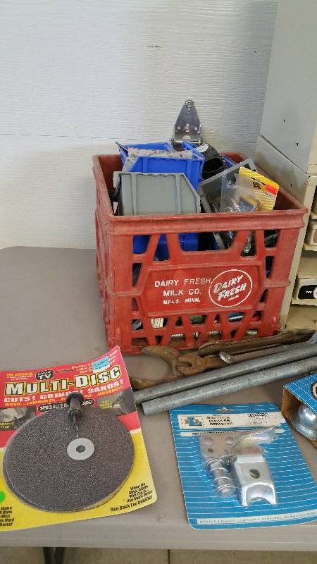 lot 21 image: Group of Garage Tools, Including Assorted Nuts & Bolts, Saws, Organizers, Etc.
