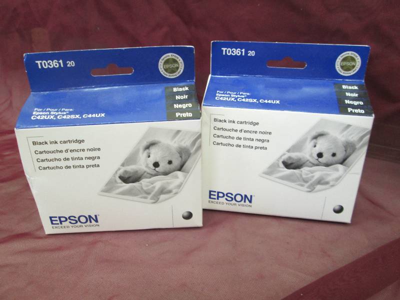 Qty 2 Epson Black ink cartridge T03...