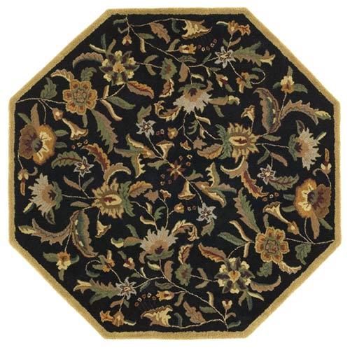 lot 24 image: Traditions Persian Tufted Black Paradise Octagon Rug