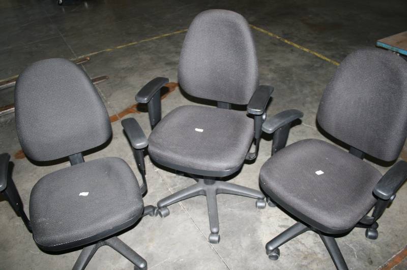 3 Black Cloth Office Chairs