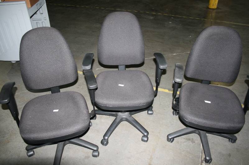 3 Black Cloth Office Chairs